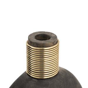 Atlas Barone Vase - Elevate Your Décor with Sculptural Ebonized Wood and Brass-Finish Metal Elegance Medium AC11075-01