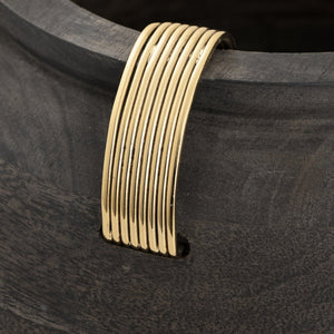 Atlas Barone Vase - Elevate Your Décor with Sculptural Ebonized Wood and Brass-Finish Metal Elegance Small AC11076-01