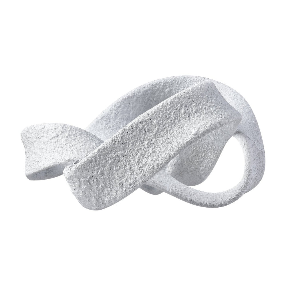 Atlas Baze Decorative Object - Sculptural Twisted Ribbon Accent in Textured White for Modern Interiors AC11079-01