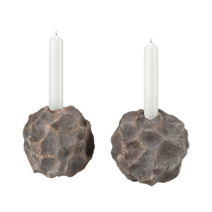 Atlas Beachcomber Candleholders - Set of 2 Natural Wood Orb Holders for Coastal & Rustic Décor Styling AC11080-01S