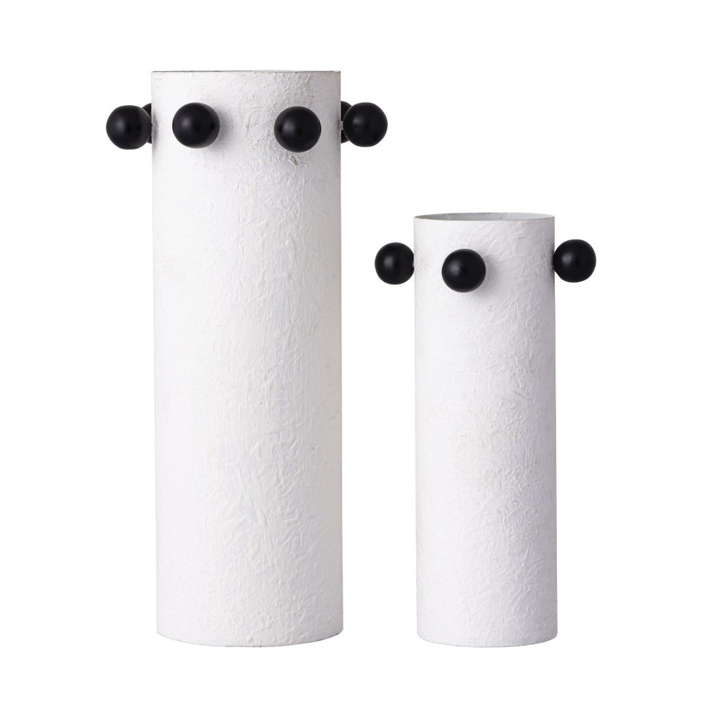 Atlas Beaded Metal Vases Set of 2 - Whimsical Elegance for Modern Decor, Perfect for Dried Flowers & More AC11082-01S