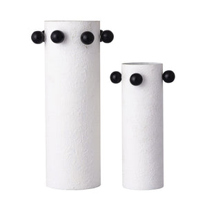 Atlas Beaded Metal Vases Set of 2 - Whimsical Elegance for Modern Decor, Perfect for Dried Flowers & More AC11082-01S
