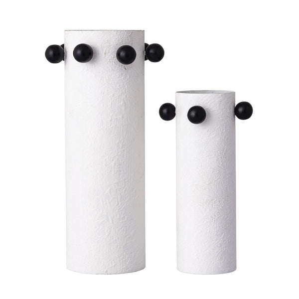 Atlas Beaded Metal Vases Set of 2 - Whimsical Elegance for Modern Decor, Perfect for Dried Flowers & More AC11082-01S