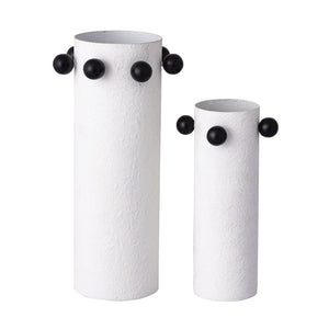 Atlas Beaded Metal Vases Set of 2 - Whimsical Elegance for Modern Decor, Perfect for Dried Flowers & More AC11082-01S