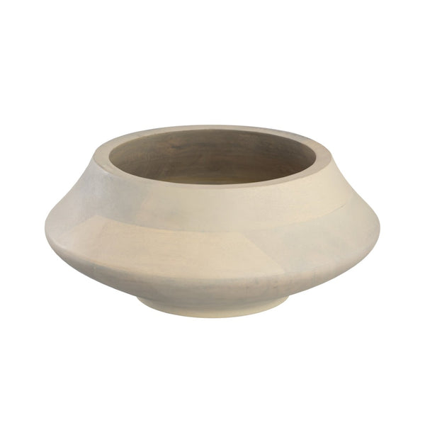 Atlas Belle Bowl - Sculptural Mango Wood Centerpiece with White-Washed Finish for Modern Home Decor AC11087-01