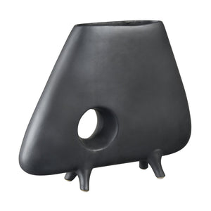 Atlas Belton Sculptural Matte Black Vase - Modern Earthenware Decorative Piece for Minimalist Interiors AC11090-01