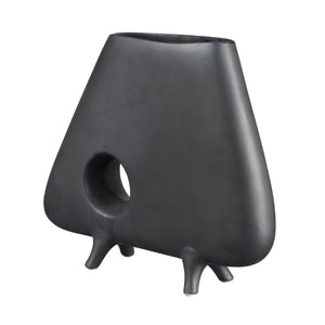 Atlas Belton Sculptural Matte Black Vase - Modern Earthenware Decorative Piece for Minimalist Interiors AC11090-01