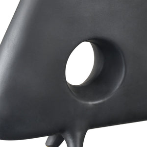 Atlas Belton Sculptural Matte Black Vase - Modern Earthenware Decorative Piece for Minimalist Interiors AC11090-01