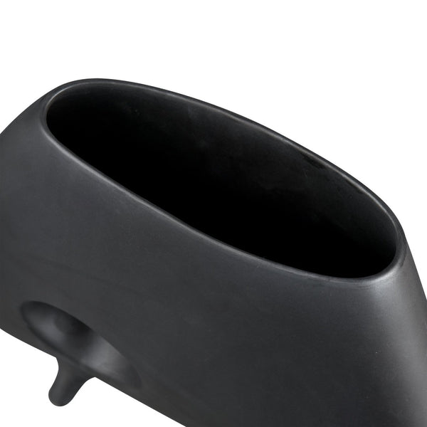 Atlas Belton Sculptural Matte Black Vase - Modern Earthenware Decorative Piece for Minimalist Interiors AC11090-01