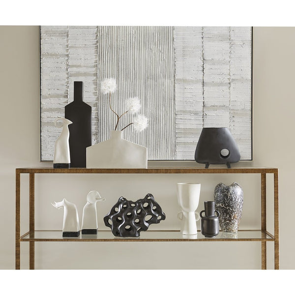 Atlas Belton Sculptural Matte Black Vase - Modern Earthenware Decorative Piece for Minimalist Interiors AC11090-01