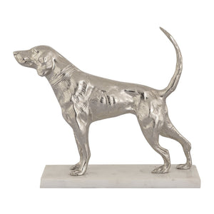 Atlas Bergie Dog Sculpture - Modern Etched Aluminum Art with Marble Base, Perfect for Stylish Home Décor AC11093-01