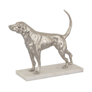 Atlas Bergie Dog Sculpture - Modern Etched Aluminum Art with Marble Base, Perfect for Stylish Home Décor AC11093-01