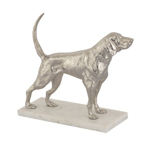 Atlas Bergie Dog Sculpture - Modern Etched Aluminum Art with Marble Base, Perfect for Stylish Home Décor AC11093-01