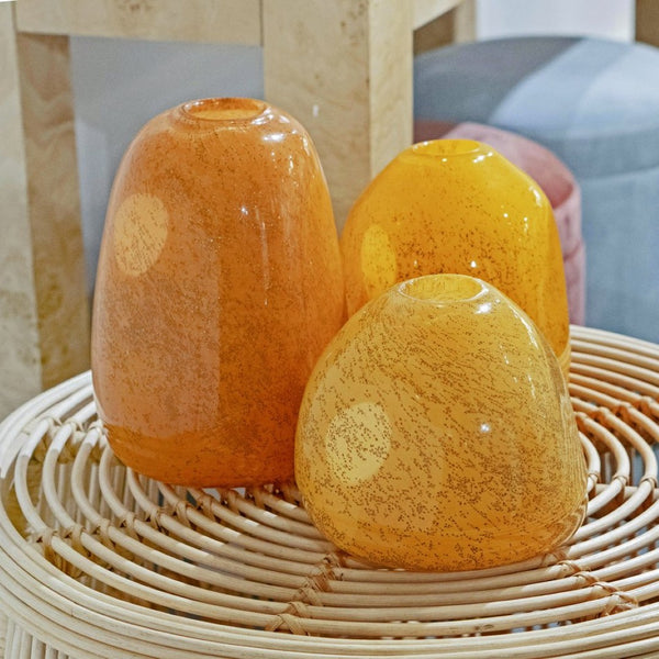 Atlas Berk Bud Vase - Contemporary Textured Glass Accent in Warm Apricot-Orange for Any Tabletop Decor Medium AC11094-02
