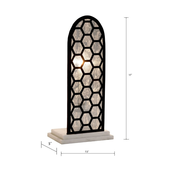 Atlas Berlin Candleholder - Matte Black Honeycomb Design with White Marble Base for Ambient Glow Decor AC11095-01