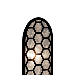 Atlas Berlin Candleholder - Matte Black Honeycomb Design with White Marble Base for Ambient Glow Decor AC11095-01