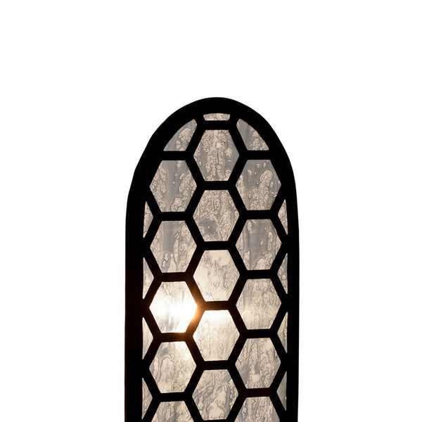 Atlas Berlin Candleholder - Matte Black Honeycomb Design with White Marble Base for Ambient Glow Decor AC11095-01