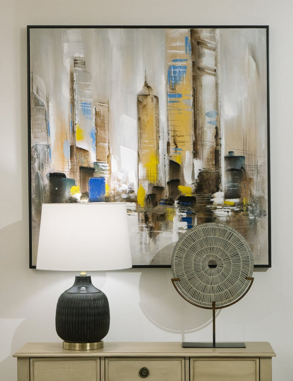 Atlas Berman Modern Stone Sculpture with Brass Accent – Elegant Decorative Piece for Home or Office AC11096-01