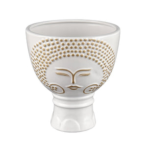 Atlas Bette Vase - Modern Sculptural Earthenware Decor with Abstract Female Face, Textured Halo Design AC11100-01