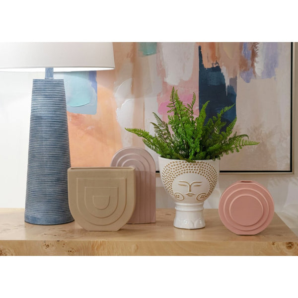 Atlas Bette Vase - Modern Sculptural Earthenware Decor with Abstract Female Face, Textured Halo Design AC11100-01