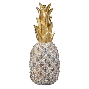 Atlas Big Island Pineapple - Elegant Decorative Accent Set of 2 with Gold Leaves for Tropical Décor AC11101-01S