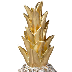Atlas Big Island Pineapple - Elegant Decorative Accent Set of 2 with Gold Leaves for Tropical Décor AC11101-01S