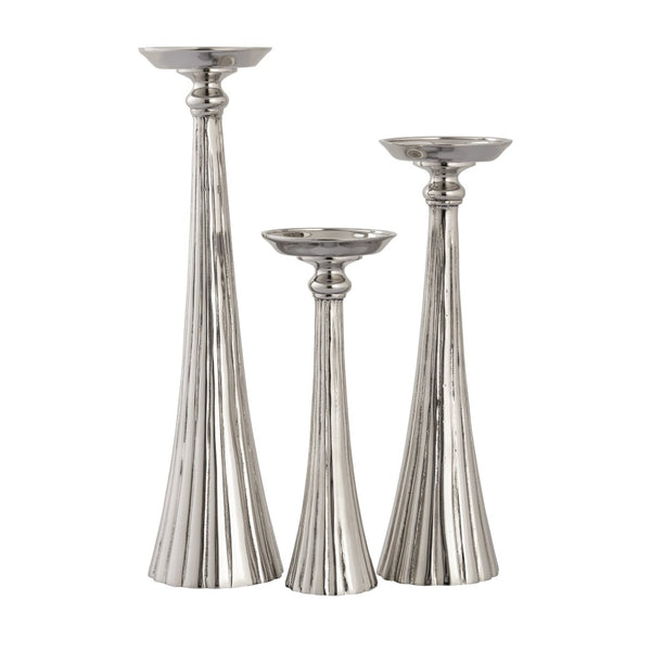 Atlas Bion Candleholder Set of 3 - Elegant Metal Holders in Polished Nickel for Modern Home Décor AC11102-01S