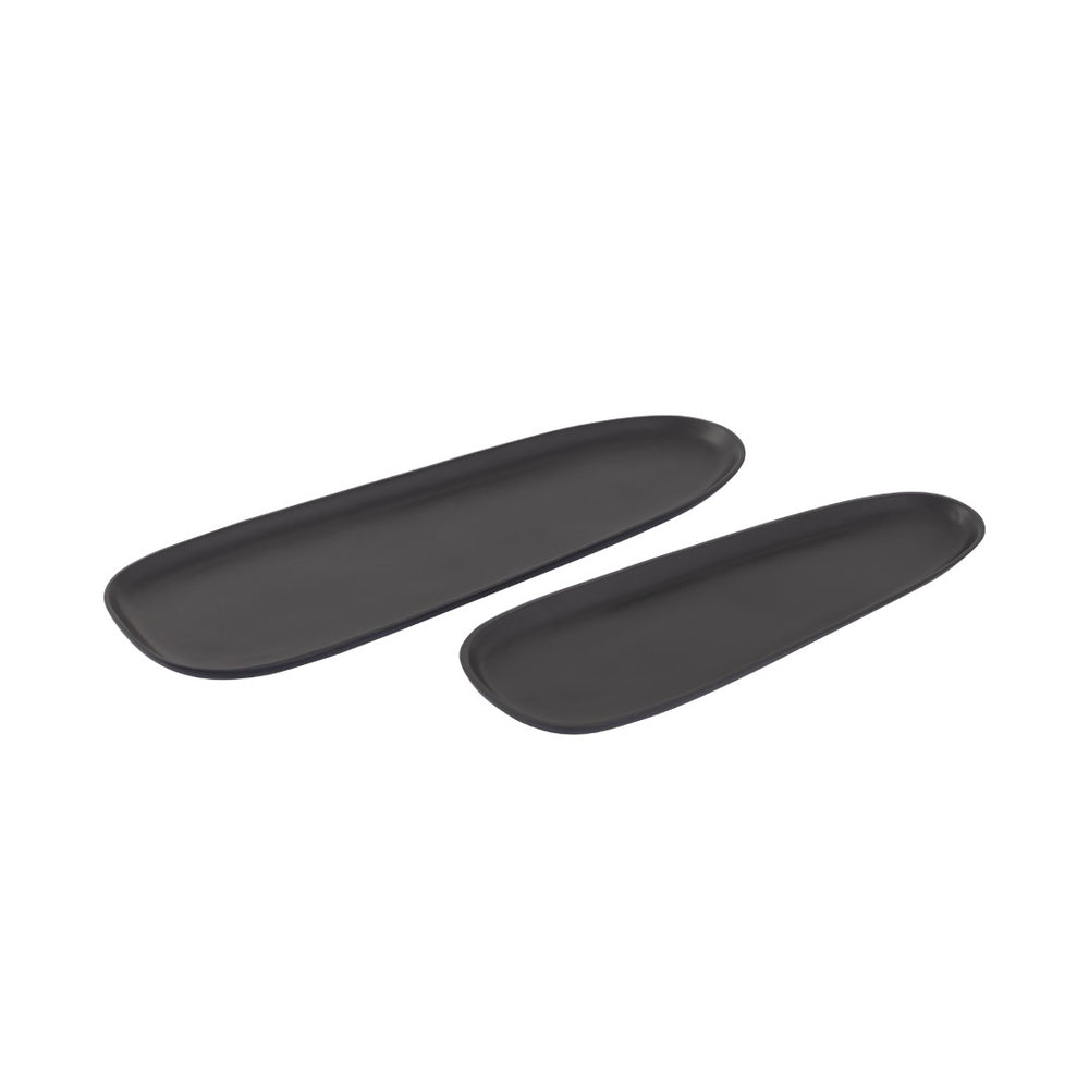 Atlas Blain Tray Set of 2 – Stylish Matte Black Metal Trays for Modern Home Décor and Organizing Needs AC11104-01S