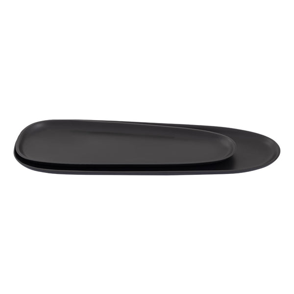 Atlas Blain Tray Set of 2 – Stylish Matte Black Metal Trays for Modern Home Décor and Organizing Needs AC11104-01S