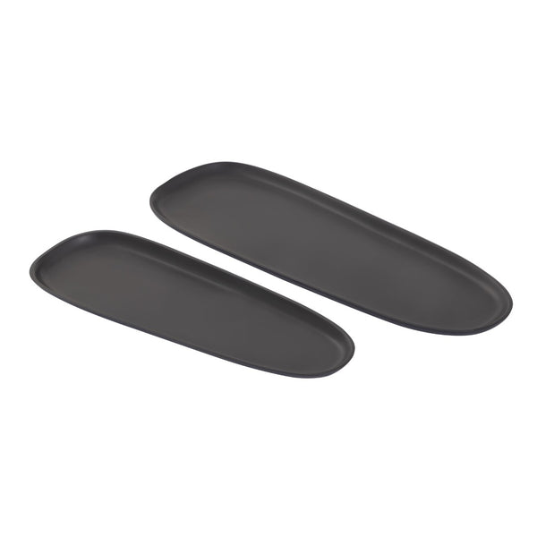 Atlas Blain Tray Set of 2 – Stylish Matte Black Metal Trays for Modern Home Décor and Organizing Needs AC11104-01S