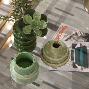 Atlas Bobby Earthenware Vase - Sculptural Green Charm for Unique Home Décor and Artful Display Tall AC11108-01