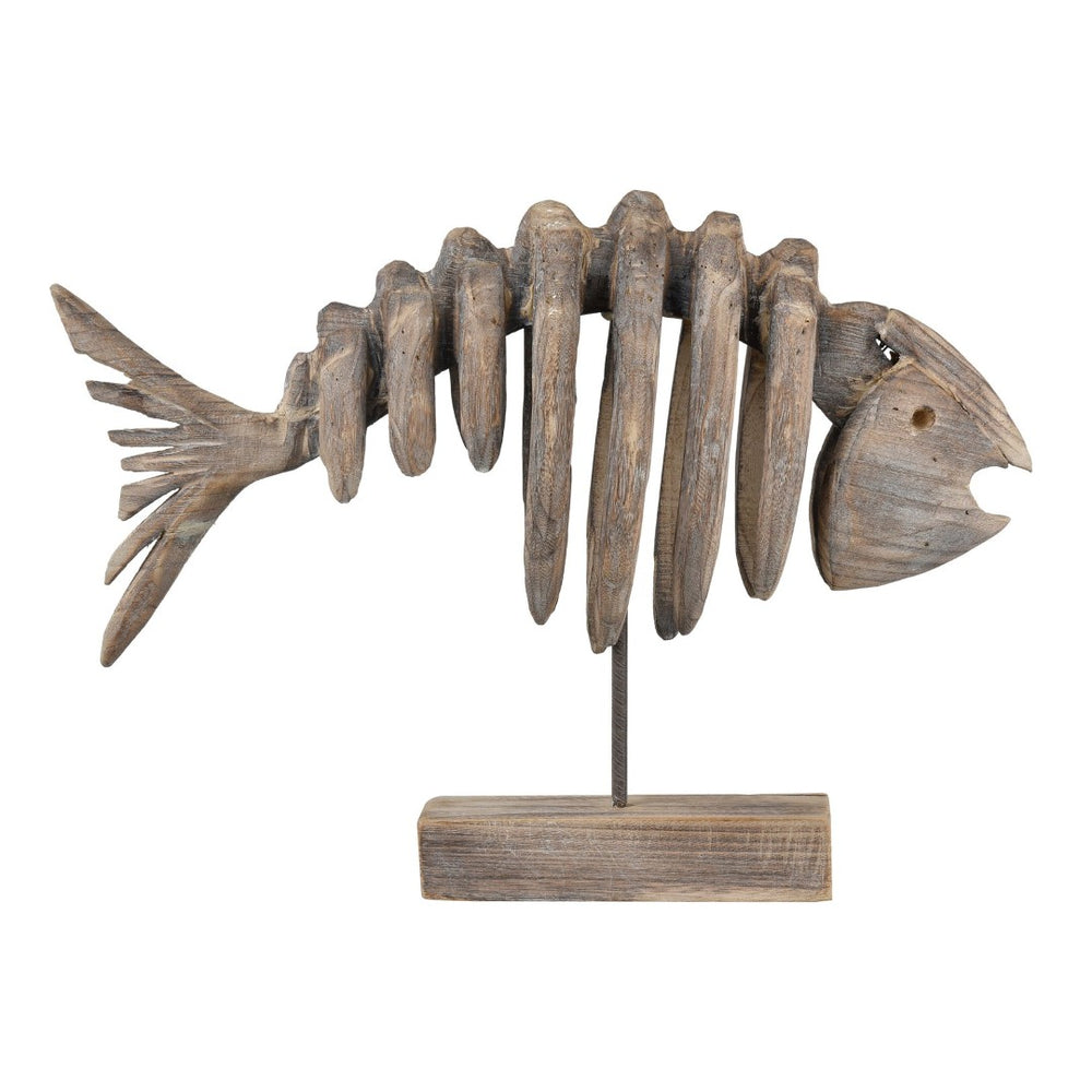 Atlas Bone Coastal Decorative Fish Ornament - Weathered Wooden Nautical Accent for Beach-Inspired Homes AC11109-01