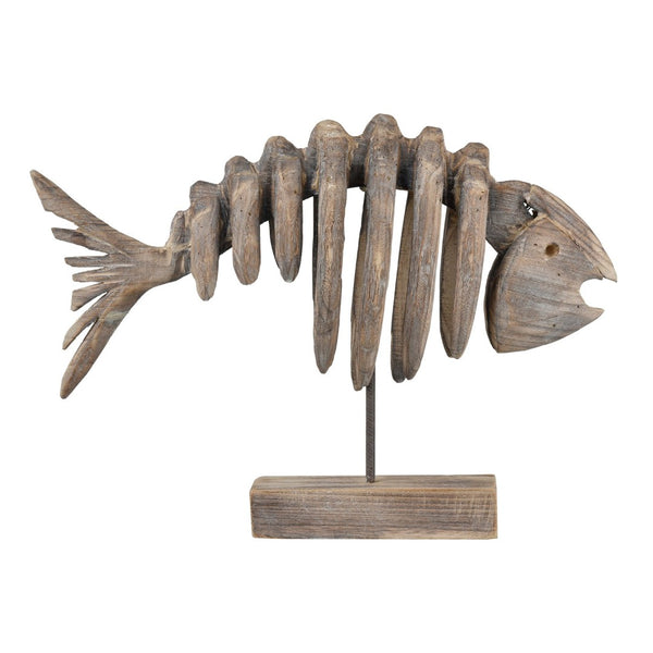 Atlas Bone Coastal Decorative Fish Ornament - Weathered Wooden Nautical Accent for Beach-Inspired Homes AC11109-01