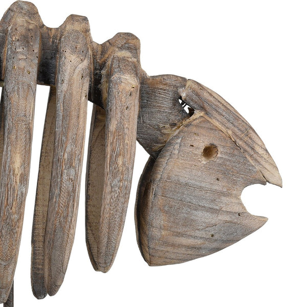 Atlas Bone Coastal Decorative Fish Ornament - Weathered Wooden Nautical Accent for Beach-Inspired Homes AC11109-01