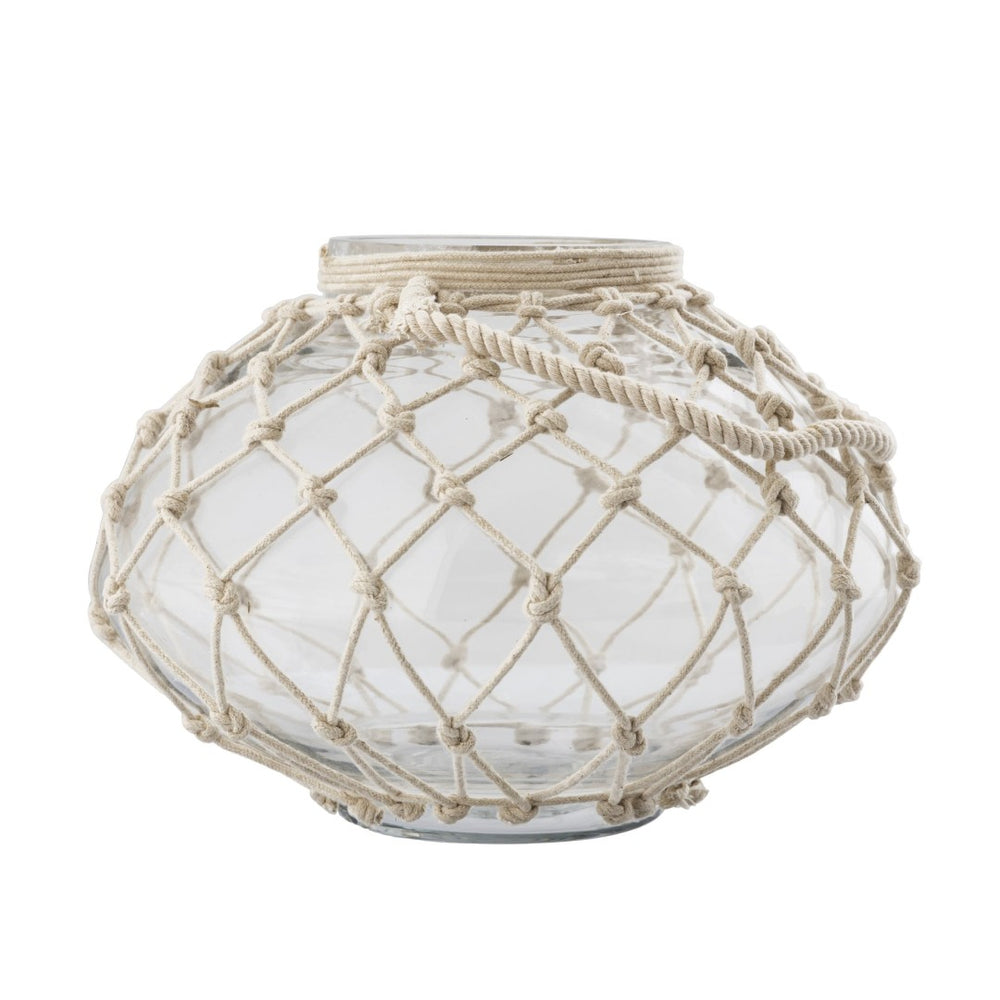 Atlas Bonita Vase - Coastal Charm Glass Vessel with Jute Rope Handle for Rustic Farmhouse Décor Accents AC11110-01