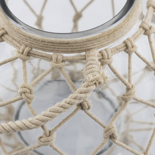 Atlas Bonita Vase - Coastal Charm Glass Vessel with Jute Rope Handle for Rustic Farmhouse Décor Accents AC11110-01