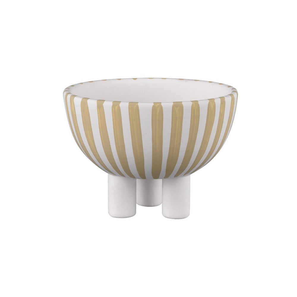 Atlas Booth Striped Bowl - Sculptural Earthenware Accent for Modern Home Decor and Decorative Display Small AC11113-01