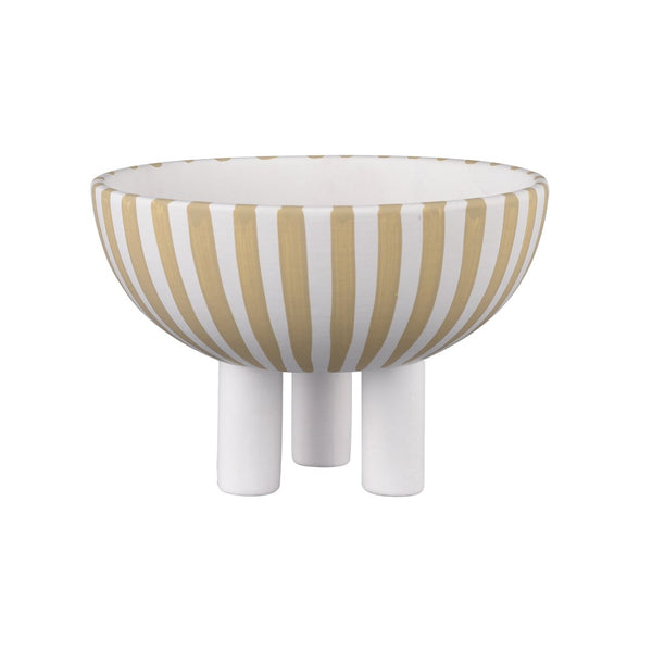Atlas Booth Striped Bowl - Sculptural Earthenware Accent for Modern Home Decor and Decorative Display Large AC11113-02