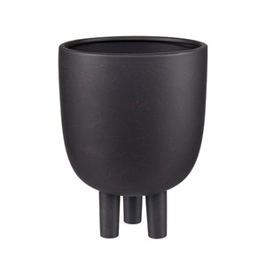 Atlas Booth Vase - Sculptural Matte Black Earthenware for Modern Decor, Perfect for Flowers & Accents AC11114-02