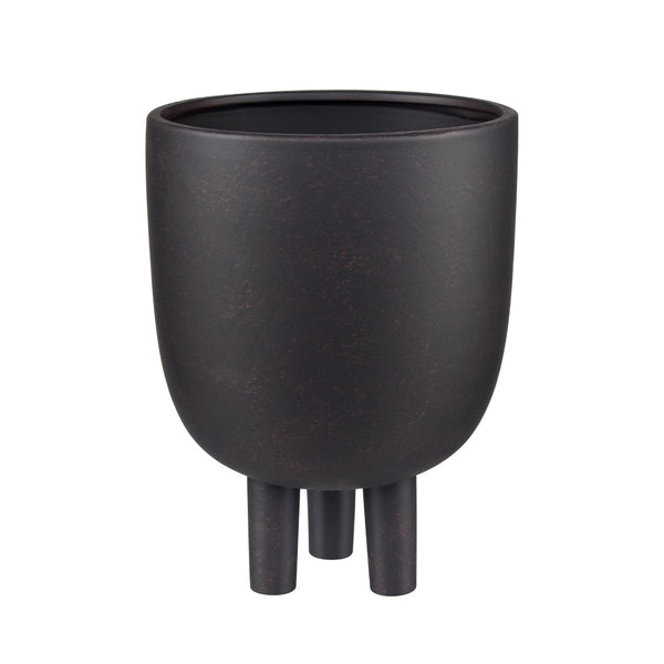 Atlas Booth Vase - Sculptural Matte Black Earthenware for Modern Decor, Perfect for Flowers & Accents AC11114-02