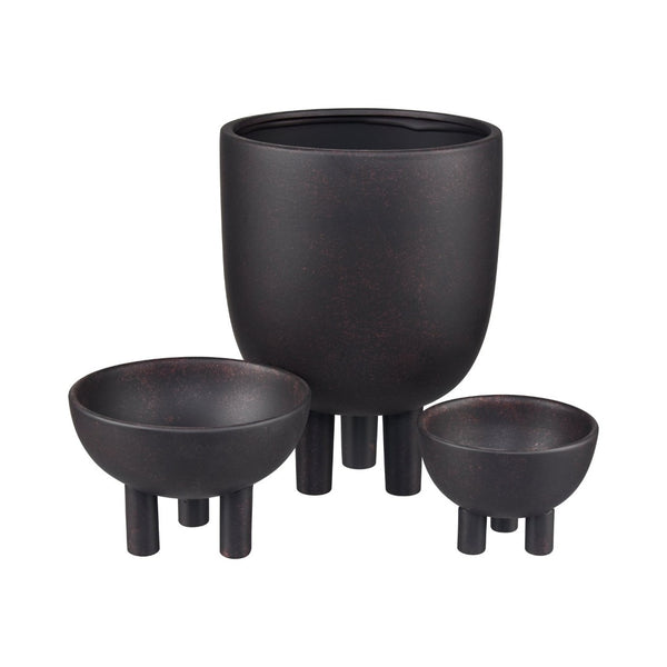 Atlas Booth Vase - Sculptural Matte Black Earthenware for Modern Decor, Perfect for Flowers & Accents AC11114-02