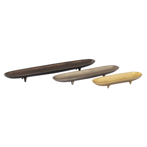 Atlas Bosco Tray Set – 3 Elegant Metal Trays in Bronze, Nickel, Brass for Stylish Home Decor and Organization AC11115-01S