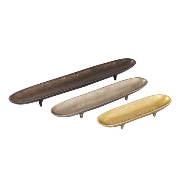 Atlas Bosco Tray Set – 3 Elegant Metal Trays in Bronze, Nickel, Brass for Stylish Home Decor and Organization AC11115-01S