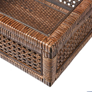 Atlas Bowman Box Set of 2 - Elegant Handwoven Rattan Storage with Glass Lids for Home Organization & Display AC11117-01S
