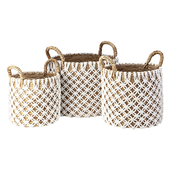 Atlas Bradley Banana Leaf Basket Set of 3 - Handwoven Storage Baskets for Stylish Home Organization AC11120-01S