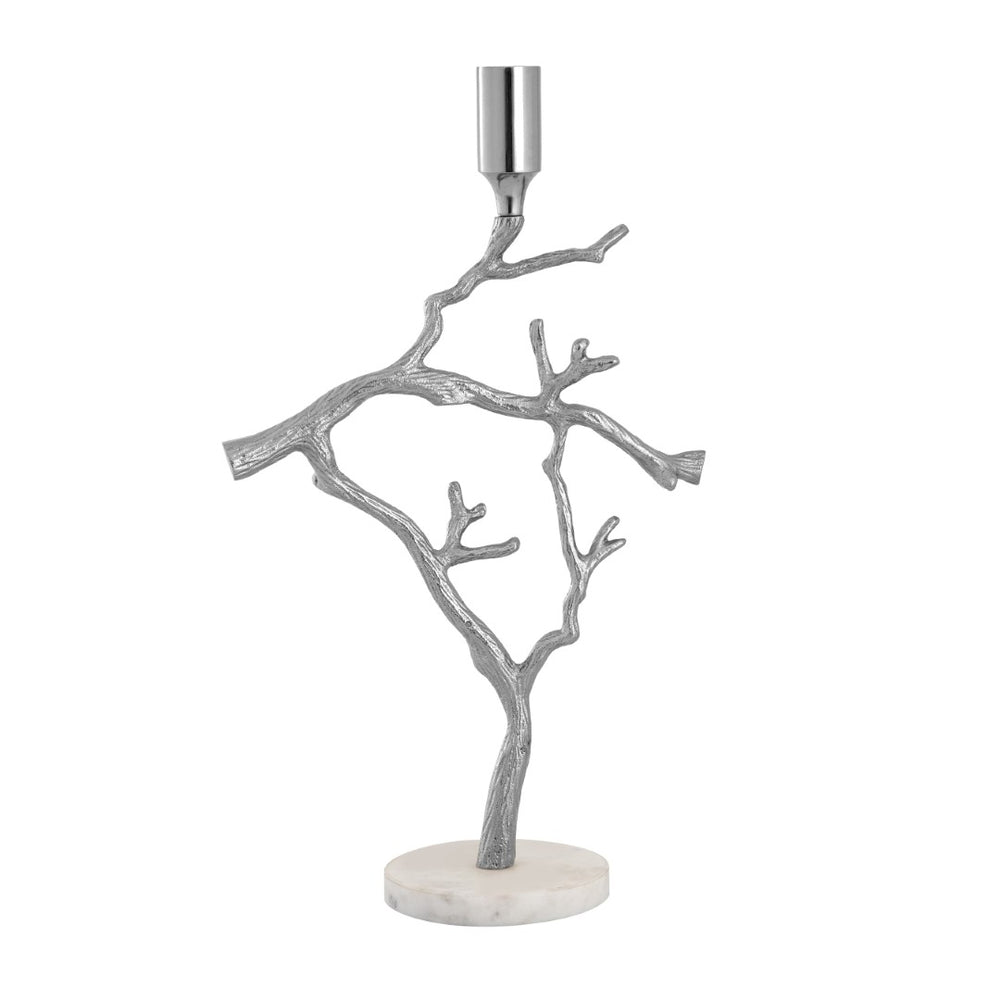 Atlas Branch Candleholder - Elegant Metal and Marble Accent for Minimalist and Rustic Home Décor, 21" Tall AC11121-01