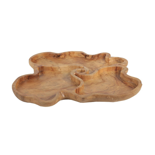 Atlas Brantley Bowl - Oversized Natural Wood Decorative Piece with Three Compartments for Stylish Organization AC11122-01