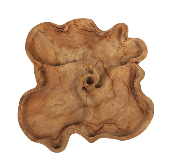 Atlas Brantley Bowl - Oversized Natural Wood Decorative Piece with Three Compartments for Stylish Organization AC11122-01