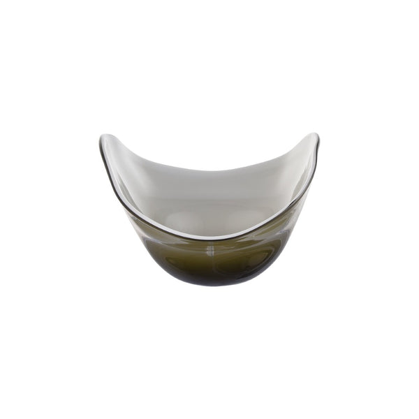 Atlas Braund Bowl - Hand-Blown Glass Olive Accent Piece with White Interior for Elegant Home Decor AC11125-01