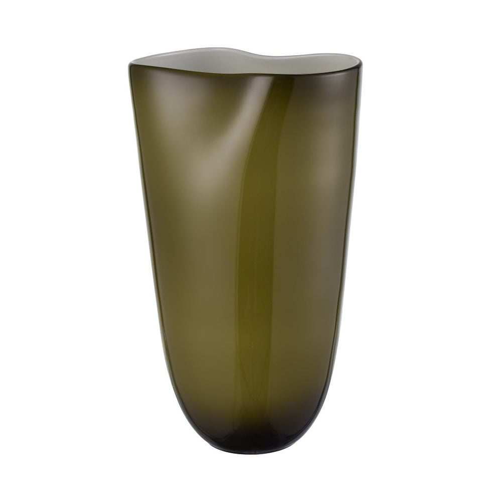 Atlas Braund Vase - Olive Hand-Blown Glass Decor, Two-Tone Design for Modern & Rustic Home Accents AC11126-01